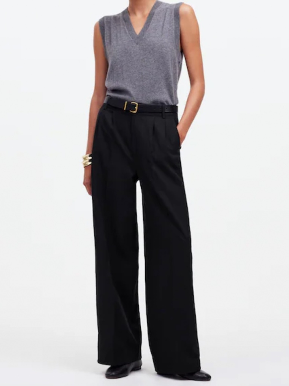 Madewell The Petite Harlow Wide-Leg Pant in Drapey Twill Style NT486 Sz 2P Black